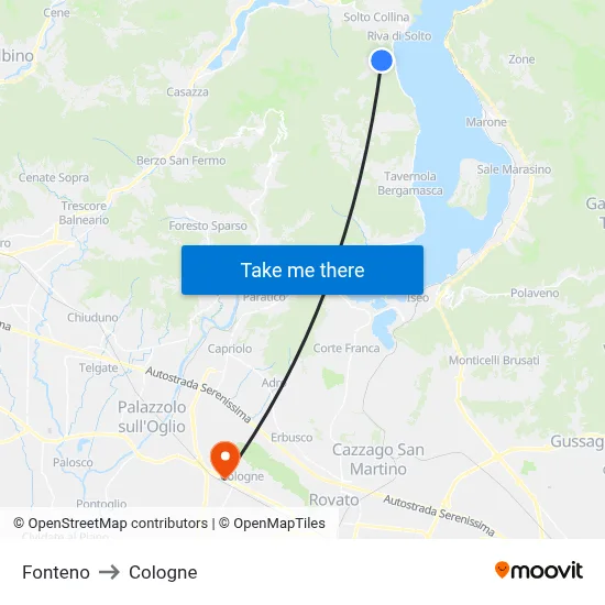 Fonteno to Cologne map