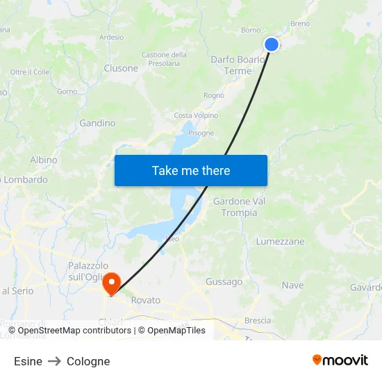 Esine to Cologne map