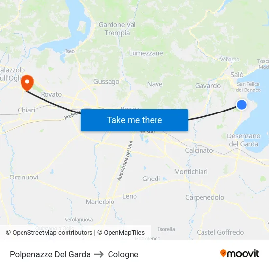 Polpenazze del Garda to Cologne map