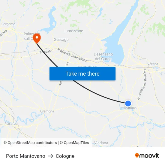 Porto Mantovano to Cologne map