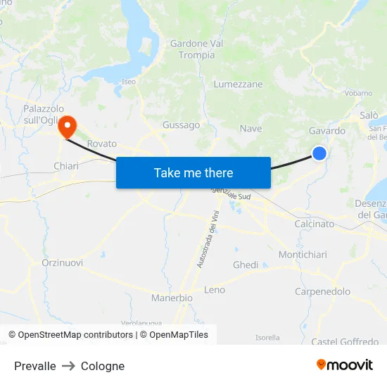 Prevalle to Cologne map