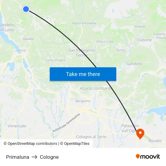 Primaluna to Cologne map