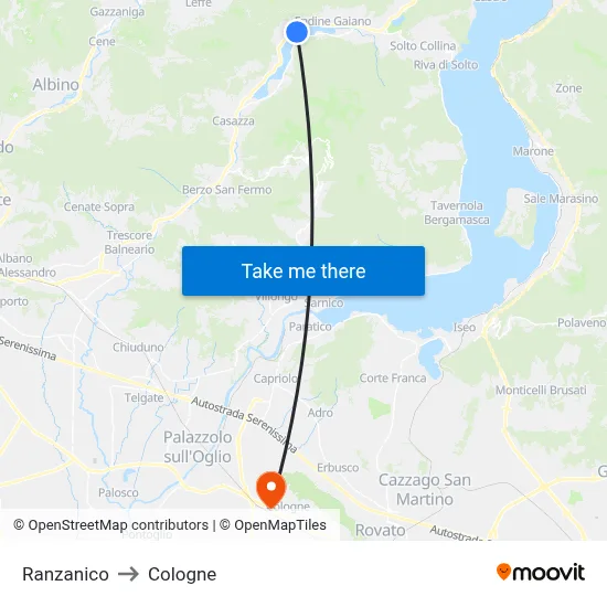 Ranzanico to Cologne map