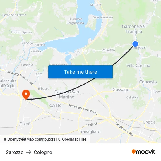 Sarezzo to Cologne map