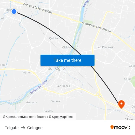 Telgate to Cologne map