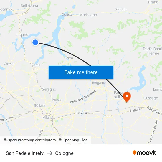 San Fedele Intelvi to Cologne map