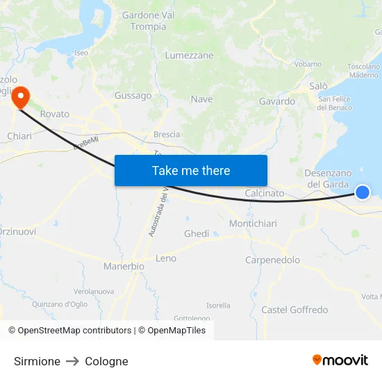 Sirmione to Cologne map