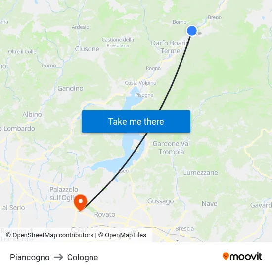 Piancogno to Cologne map
