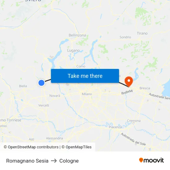 Romagnano Sesia to Cologne map