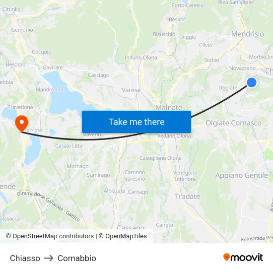 Chiasso to Comabbio map