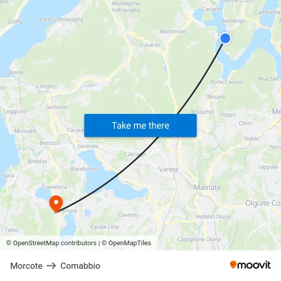 Morcote to Comabbio map