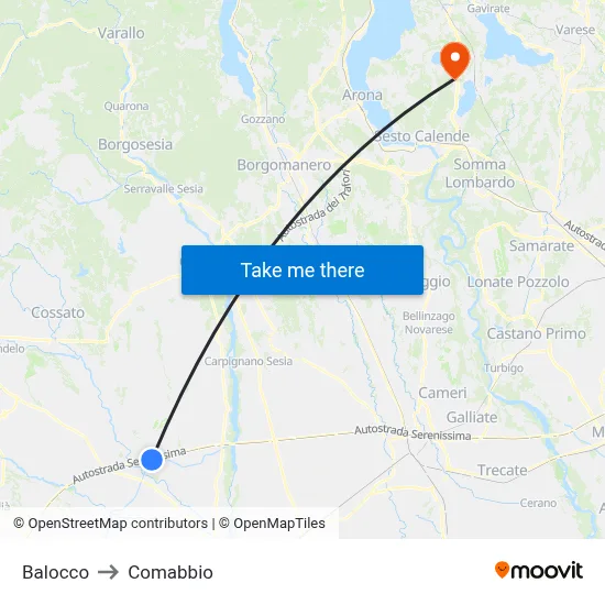 Balocco to Comabbio map