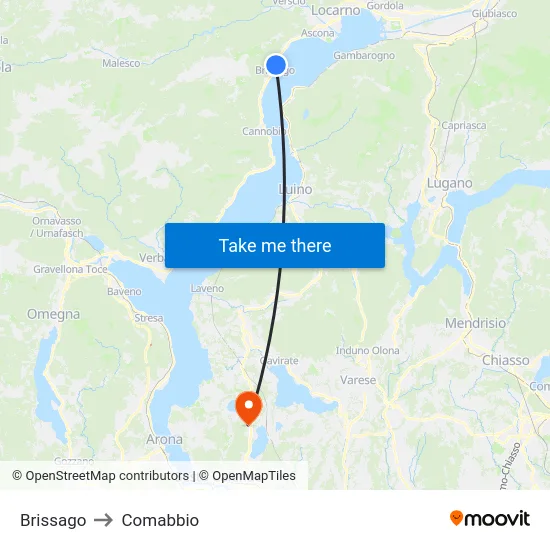 Brissago to Comabbio map