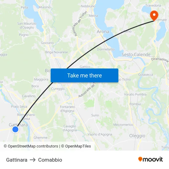 Gattinara to Comabbio map