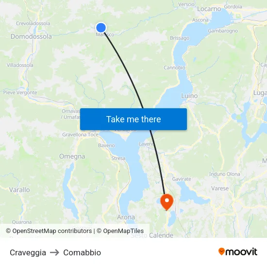 Craveggia to Comabbio map