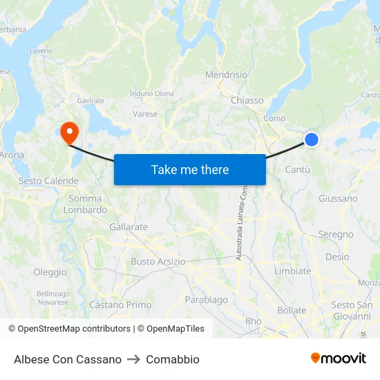 Albese Con Cassano to Comabbio map