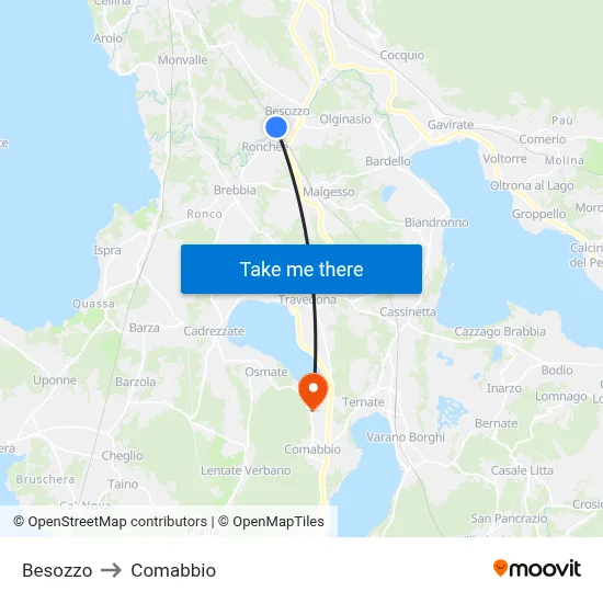 Besozzo to Comabbio map