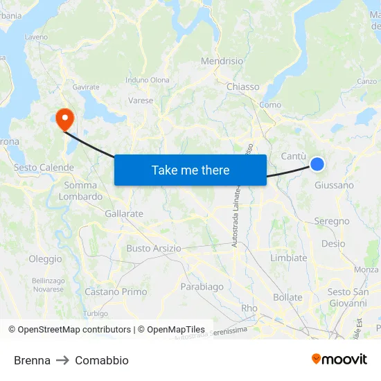 Brenna to Comabbio map