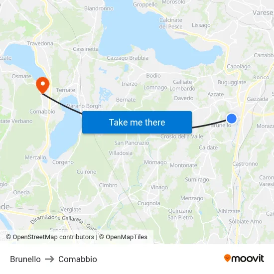 Brunello to Comabbio map