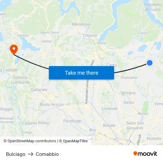 Bulciago to Comabbio map