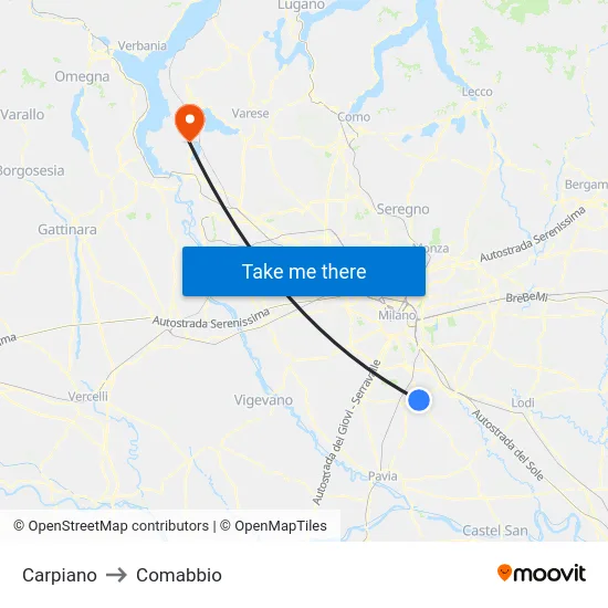 Carpiano to Comabbio map