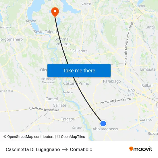 Cassinetta Di Lugagnano to Comabbio map