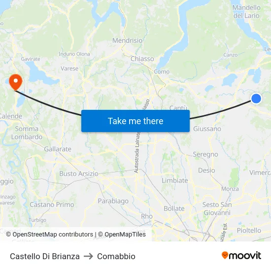 Castello Di Brianza to Comabbio map