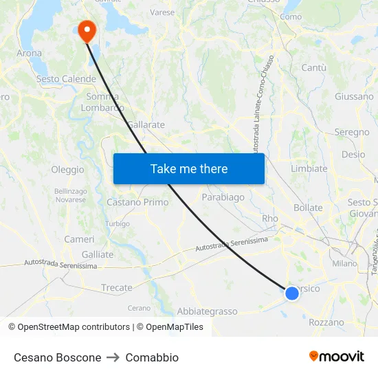 Cesano Boscone to Comabbio map