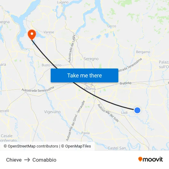 Chieve to Comabbio map