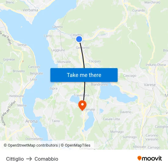 Cittiglio to Comabbio map