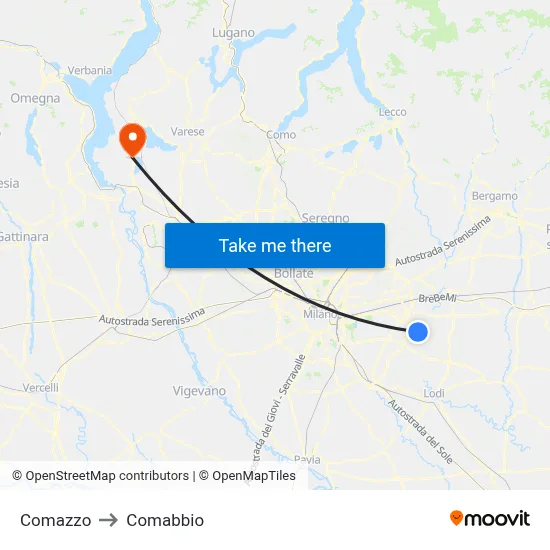 Comazzo to Comabbio map
