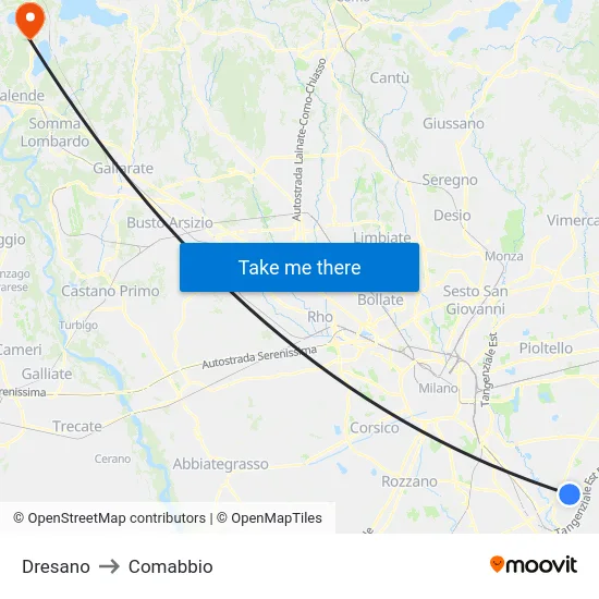 Dresano to Comabbio map