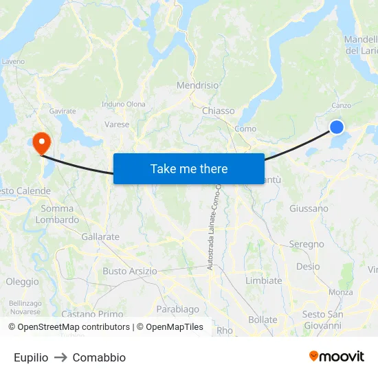 Eupilio to Comabbio map