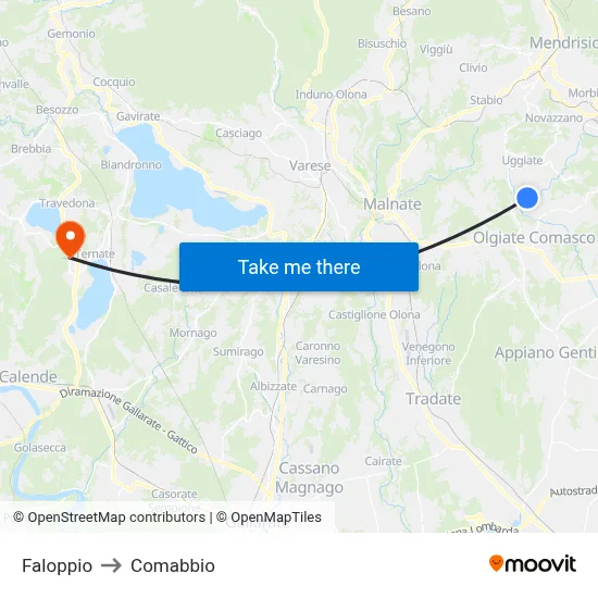 Faloppio to Comabbio map