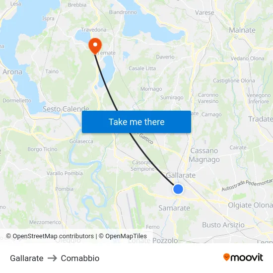 Gallarate to Comabbio map