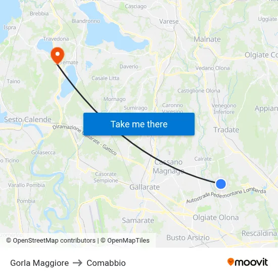 Gorla Maggiore to Comabbio map