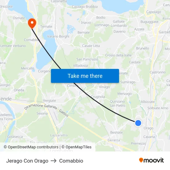 Jerago con Orago to Comabbio map