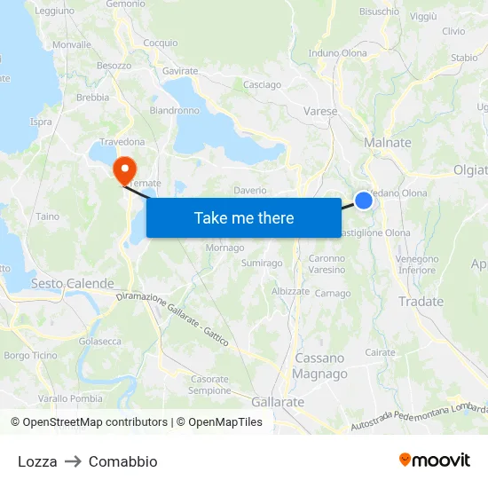 Lozza to Comabbio map