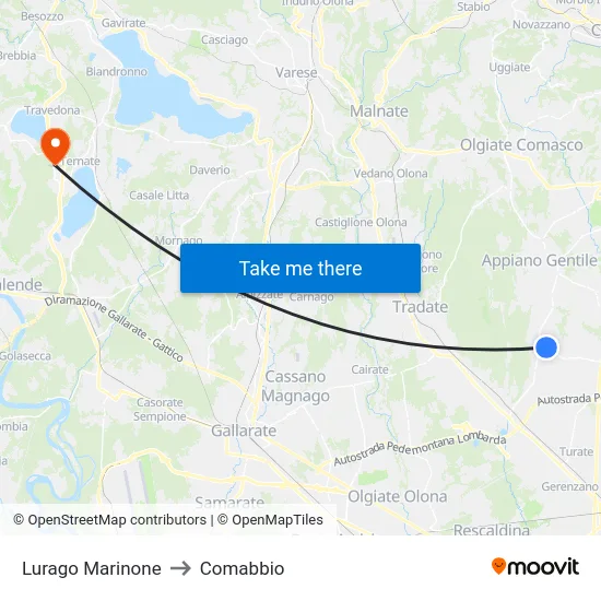 Lurago Marinone to Comabbio map
