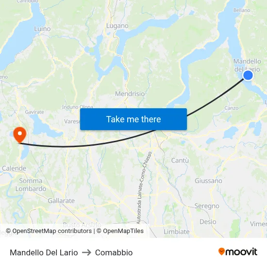 Mandello Del Lario to Comabbio map