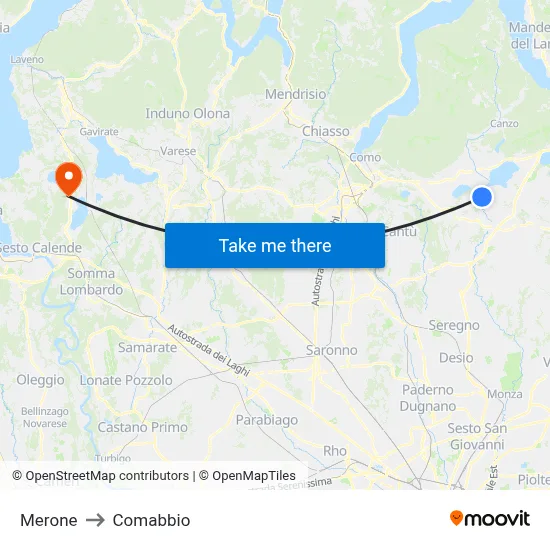 Merone to Comabbio map