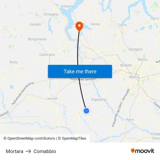 Mortara to Comabbio map