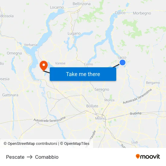Pescate to Comabbio map