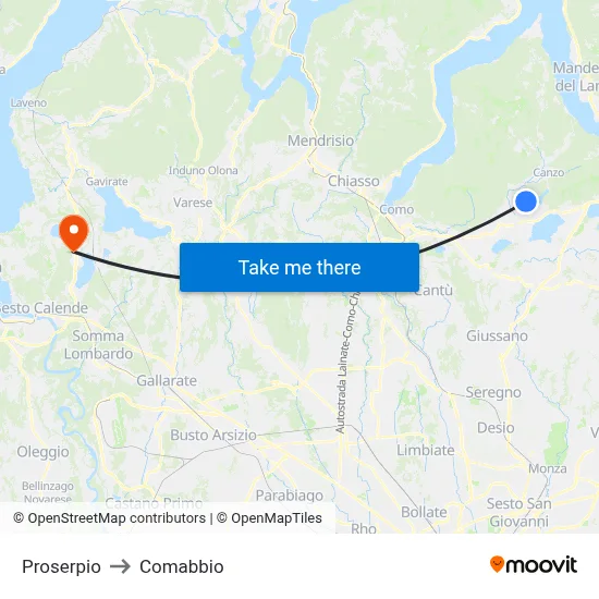 Proserpio to Comabbio map