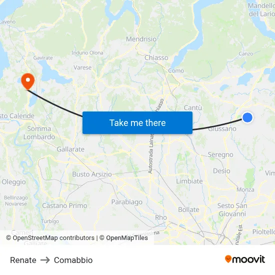 Renate to Comabbio map
