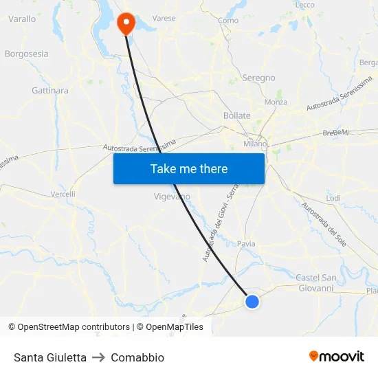 Santa Giuletta to Comabbio map