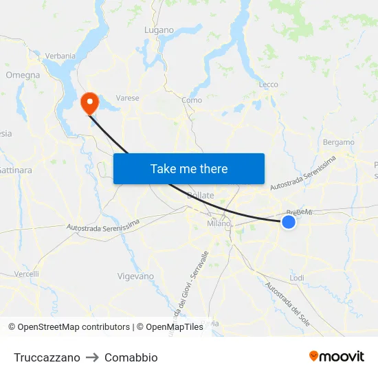 Truccazzano to Comabbio map