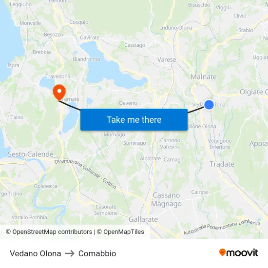 Vedano Olona to Comabbio map