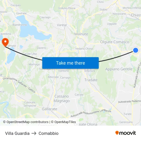 Villa Guardia to Comabbio map