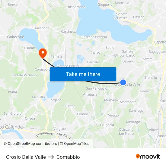 Crosio Della Valle to Comabbio map